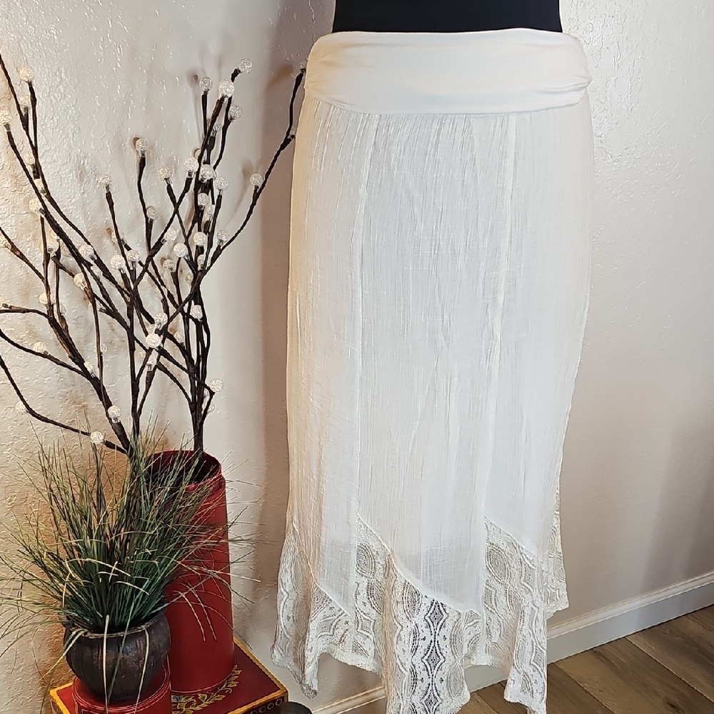 Apt. 9 White Asymmetrical Maxi Skirt for Work